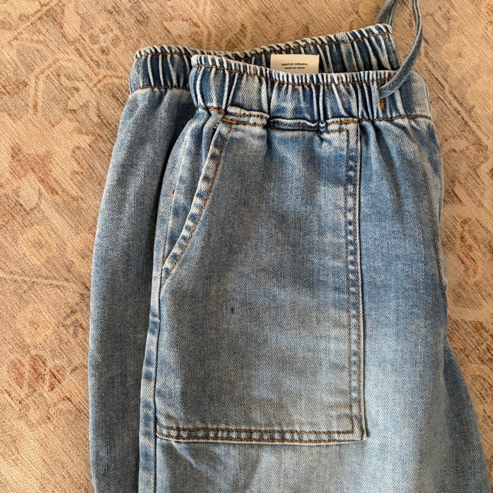 Oat Drawstring Wide Leg Denim Pants - Picture 7 of 7